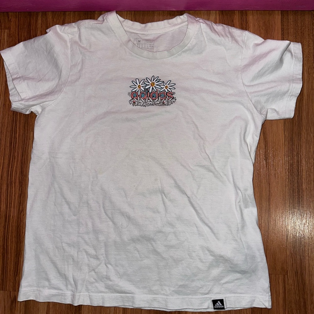 adidas graphic tee, White, Size M